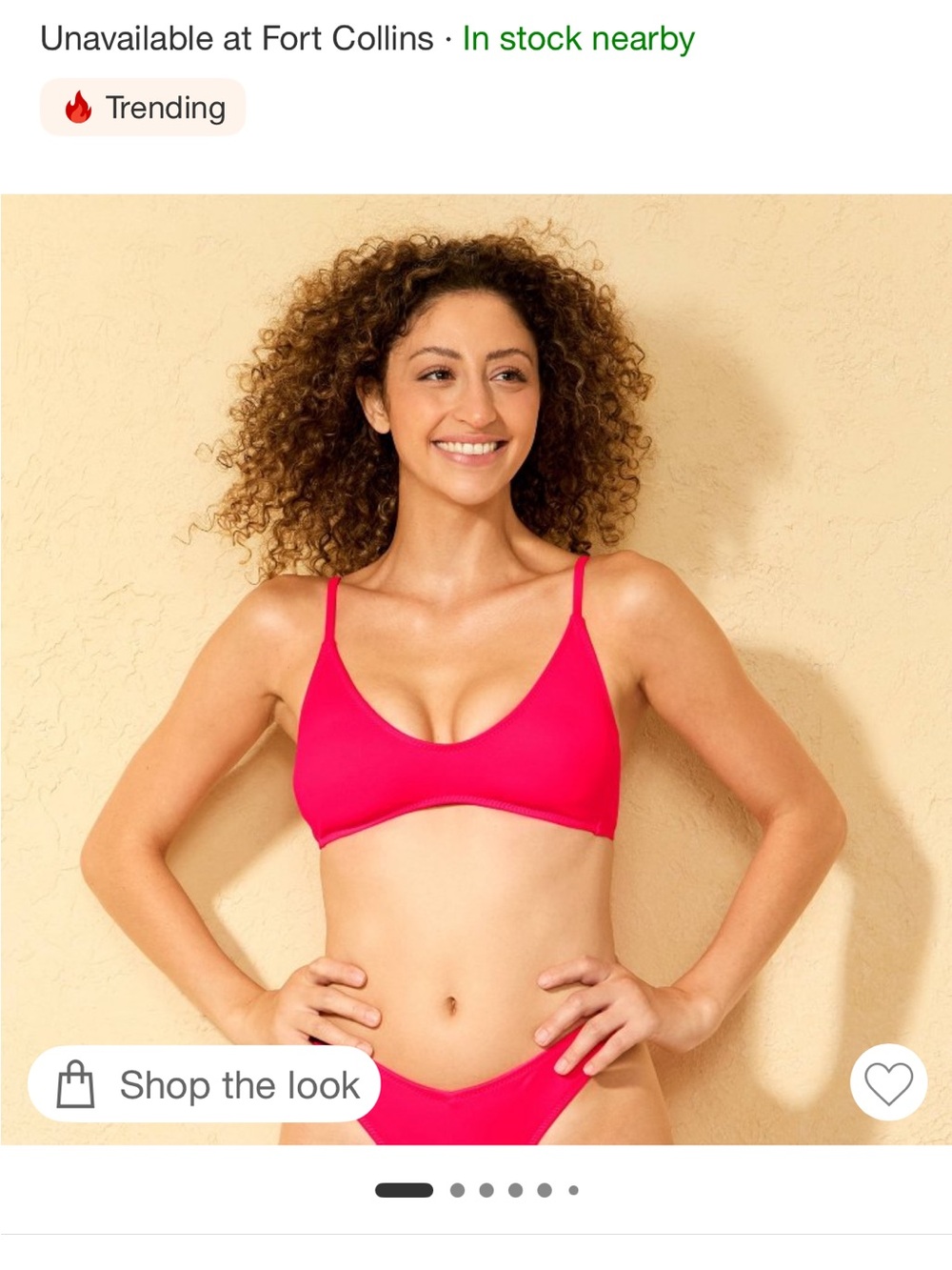 Target NWT Women's Seamless Scoop Bikini top - Hot Pink